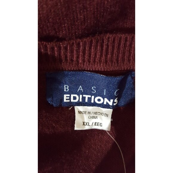 Womens Pull Over Sweater XXL Long Sleeve Beaded Burgundy Crew Neck - Picture 7 of 7